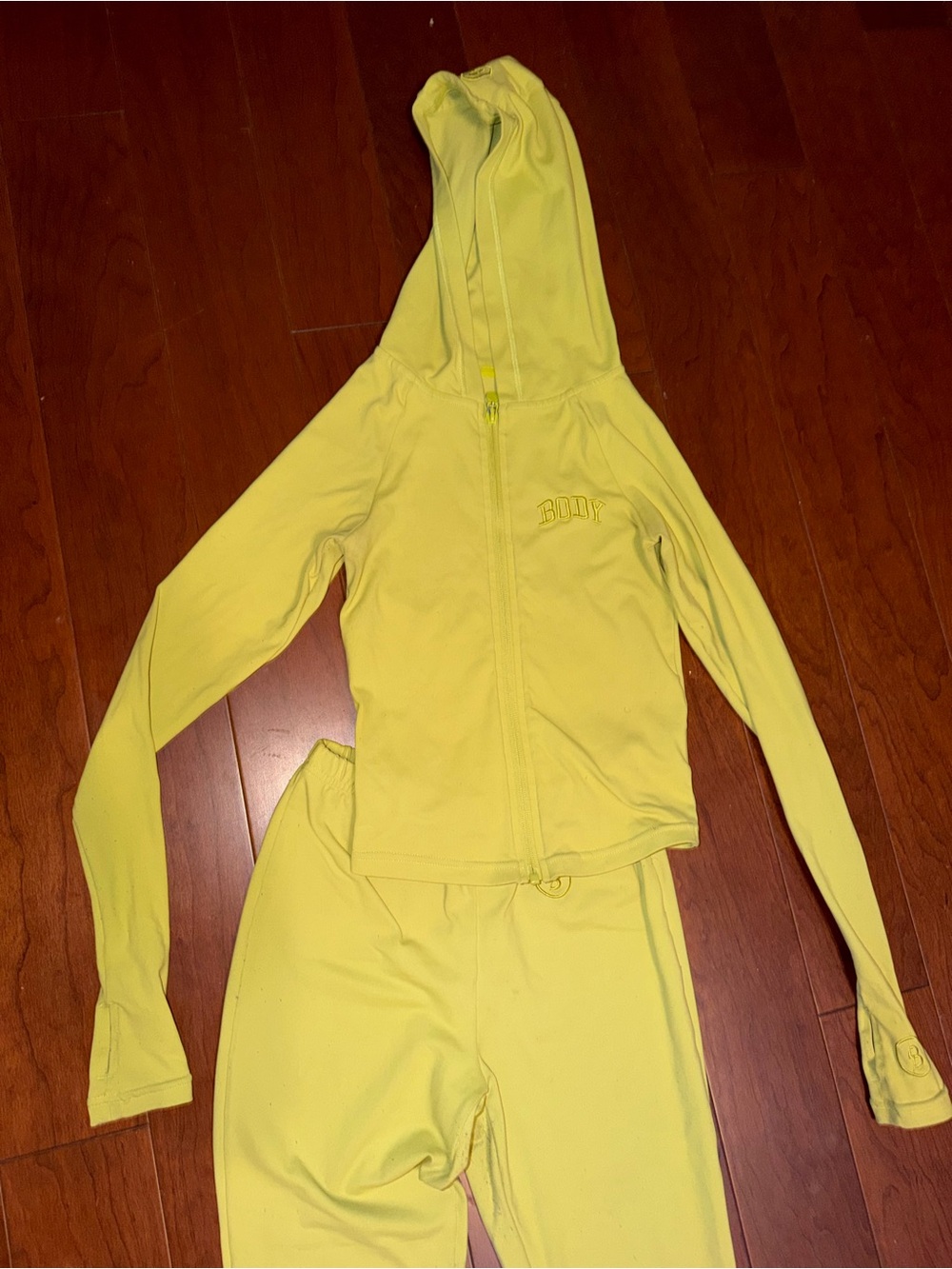 Body by Raven Tracey Yellow Hooded Zip Jacket and Pants Set